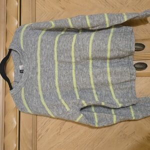 H&M Divided size large striped sweater. Colors: neon green and grey
